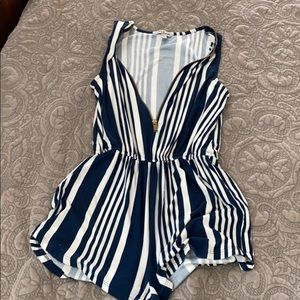 Blue and white romper